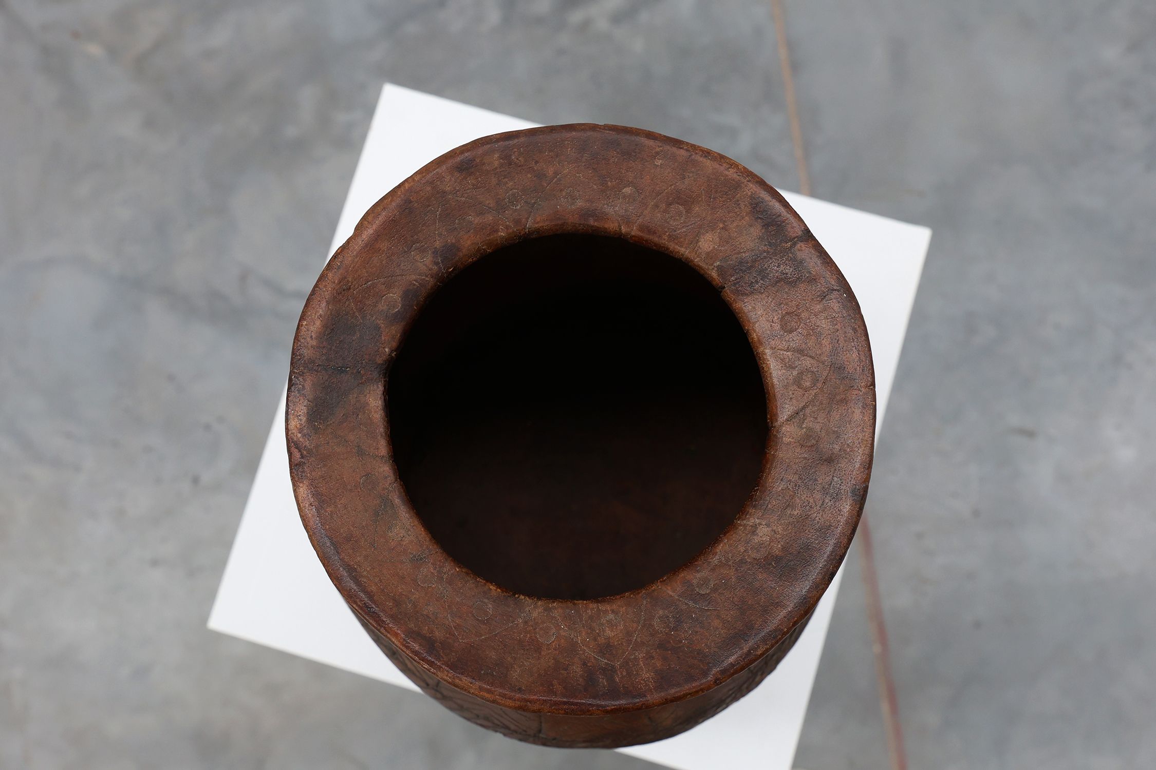Rare Rustic wabi sabi style vase in solid wood, France 1800sthumbnail